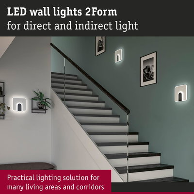 White LED wall lights 2Form providing direct and indirect lighting for stairs and corridors