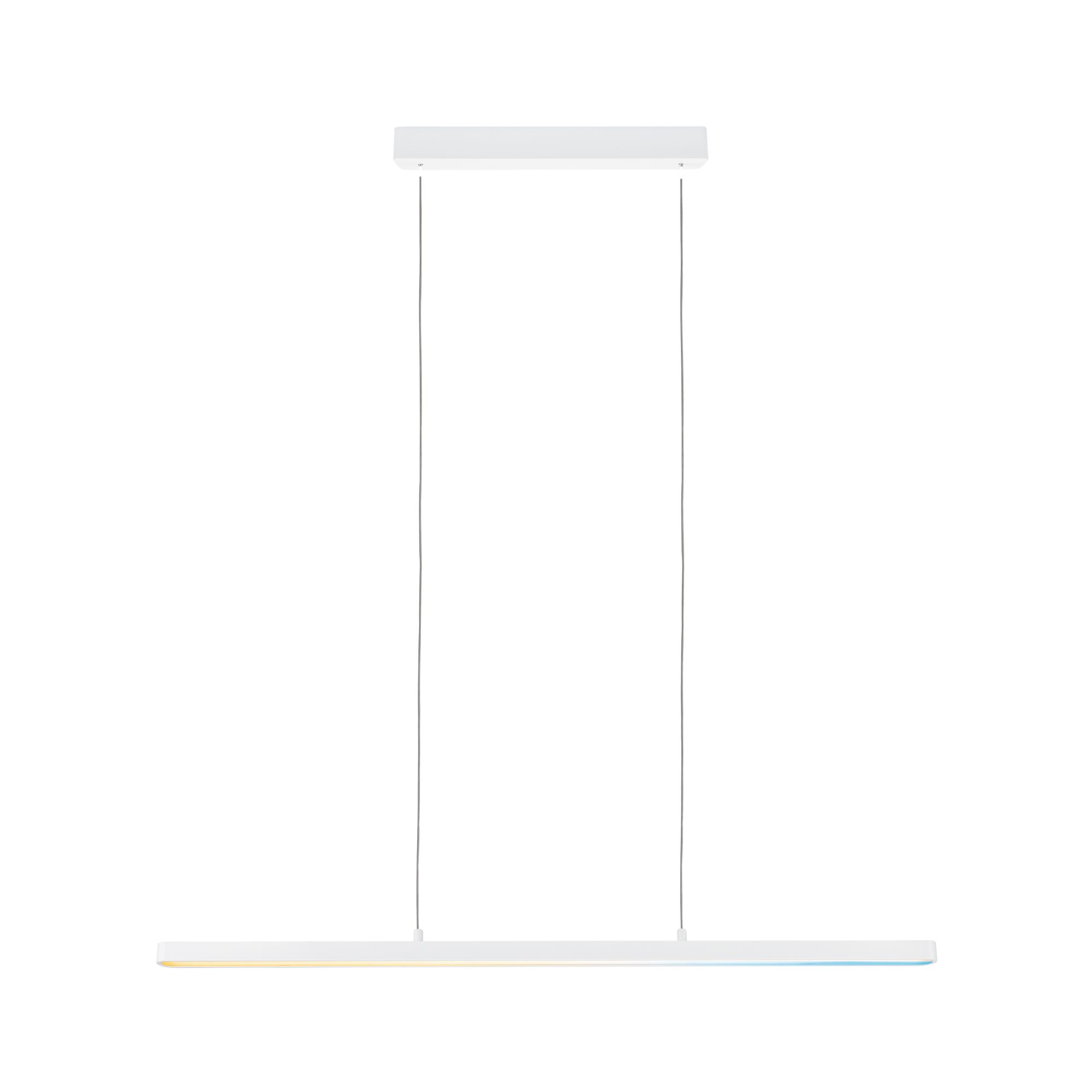 Minimalistische weiße LED-Pendelleuchte aus Metall mit schlankem Design für moderne Innenräume