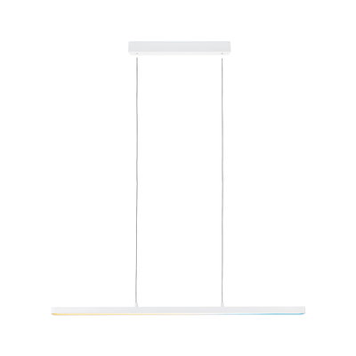 Minimalist white metal LED pendant light with slim design for modern interior lighting