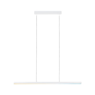 Minimalist white metal LED pendant light with slim design for modern interior lighting