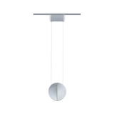 Moderne runde Pendelleuchte aus silbernem Aluminium mit minimalistischer Form für Wohnräume