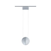 Moderne runde Pendelleuchte aus silbernem Aluminium mit minimalistischer Form für Wohnräume