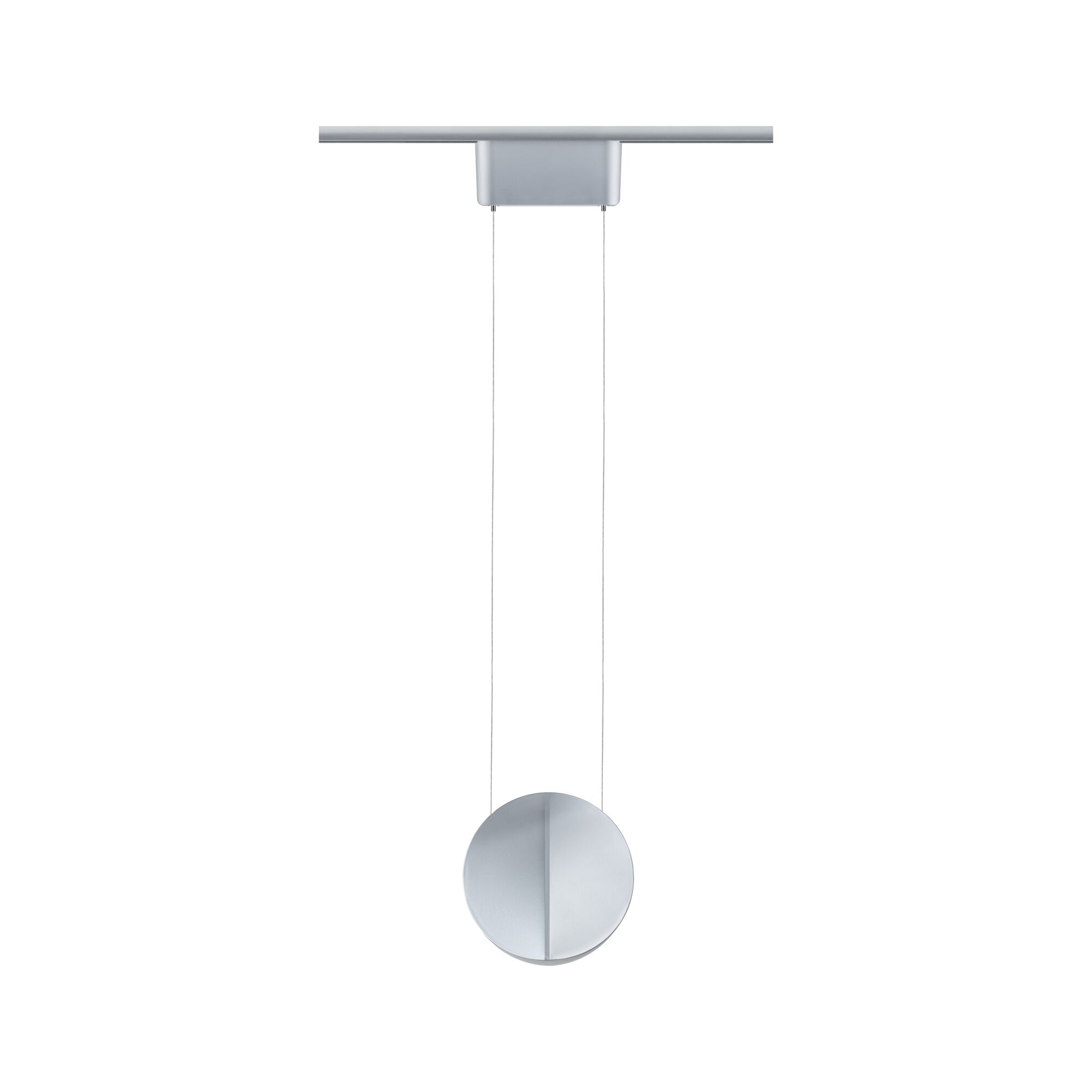 Moderne runde Pendelleuchte aus silbernem Aluminium mit minimalistischer Form für Wohnräume