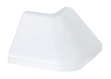 White plastic corner connector for LED light strips, ideal for flexible lighting installations