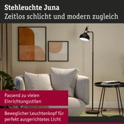 Stehleuchte Juna in mattschwarz mit beweglichem Leuchtenkopf für modernes Wohnambiente und gezielte Beleuchtung