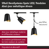 Suspension LED métallique noire Alvaro avec intérieur doré, spot moderne polyvalent et décoratif