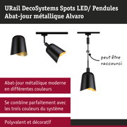 Spots LED et suspension métalliques noirs URail DecoSystems Alvaro avec intérieur doré