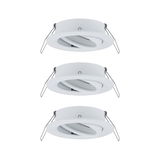 Three white metal recessed spotlights with adjustable angle for versatile room lighting