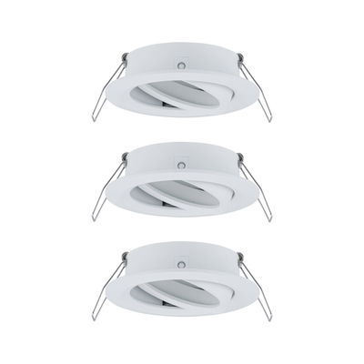Trois spots encastrés blancs en métal avec angle réglable pour un éclairage polyvalent