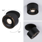 Schwarze LED-Deckenleuchte aus Metall mit schwenkbarem Spot für flexible Raumbeleuchtung