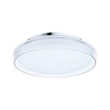 Round LED ceiling light with chrome edge and white acrylic glass for modern room lighting