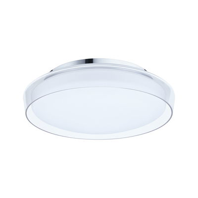 Plafonnier LED rond avec bord chromé et verre acrylique blanc pour éclairage moderne