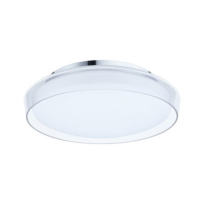 Round LED ceiling light with chrome edge and white acrylic glass for modern room lighting