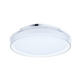 Ronde LED-plafondlamp met chromen rand en wit acrylglas voor moderne verlichting