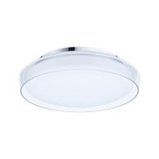 Round LED ceiling light with chrome edge and white acrylic glass for modern room lighting