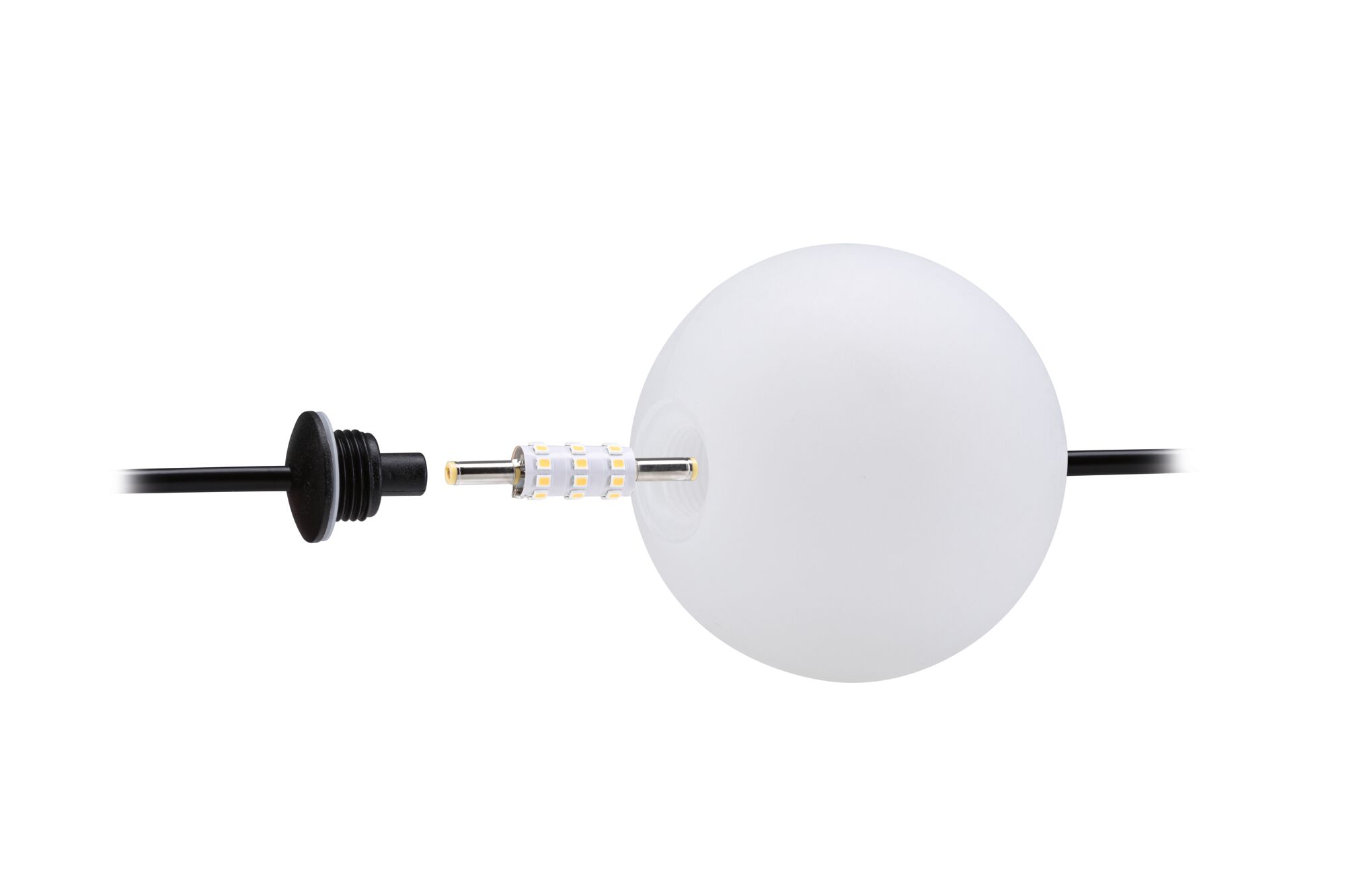 Weiße LED-Lampe mit schwarzem Kabel und abnehmbarem Stecker für moderne Beleuchtung