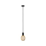 Modern pendant light with black cord and gold metal mesh for stylish interior lighting