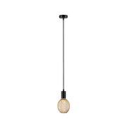 Suspension moderne avec câble noir et grille métallique dorée pour un éclairage intérieur élégant