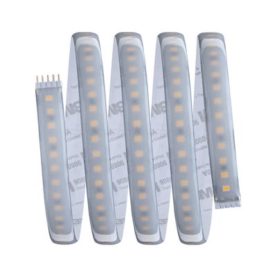 Flexibler LED-Lichtstreifen mit warmweißen Dioden und selbstklebender Rückseite für vielseitige Beleuchtung.