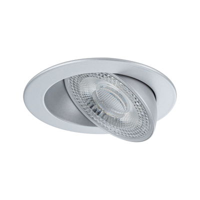 Round recessed spotlight in silver metal with clear glass reflector for modern LED lighting