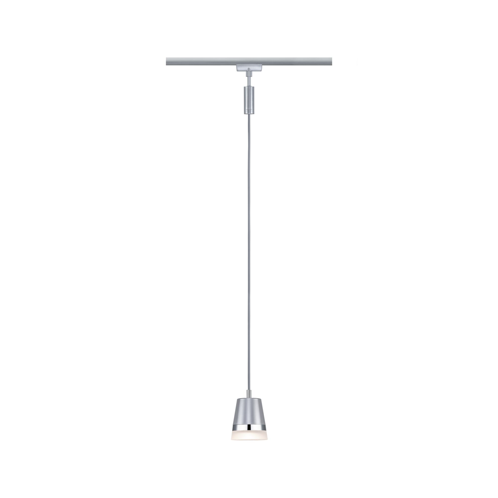 Modern pendant light in silver metal with white diffuser for stylish room lighting