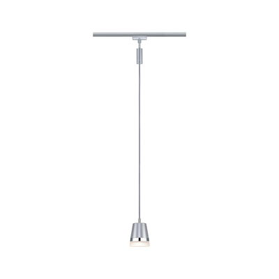 Modern pendant light in silver metal with white diffuser for stylish room lighting