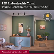 Schwarze LED Einbauleuchten Tunal an Decke in modernem Wohnzimmer mit grünem Wanddesign