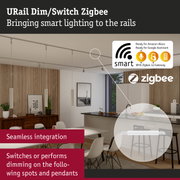 Modern white URail Dim/Switch Zigbee smart rail with seamless integration and voice control features