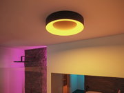 Runde Deckenleuchte in Schwarz mit warmweißem LED-Licht für moderne Wohnraumbeleuchtung