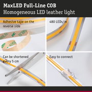 MaxLED Full-Line COB LED strip with adhesive tape, 480 LEDs per meter, cuttable and easy to connect