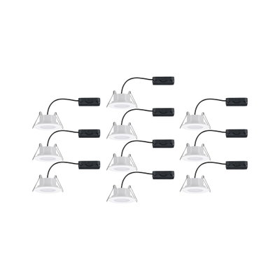 Tien witte LED-inbouwspots met zwarte aansluitkabel voor moderne verlichting