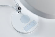 White lamp base with touch control panel and blue LED for dimmable light and timer function