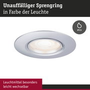 Unauffälliger Einbaustrahler in Silber mit IP23 Schutz für Feuchträume und LED Leuchtmittel