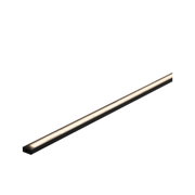 Slim black LED strip with warm white light for modern indoor lighting and accent illumination.