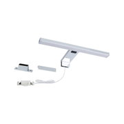 Moderne LED-Spiegelleuchte in Chrom mit Schalter und Montagezubehör für Badbeleuchtung