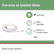 Bande LED flexible blanche avec câble pour installation d'éclairage facile
