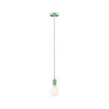 Hanglamp met groene metalen houder en witte lamp, minimalistisch design voor moderne interieurs