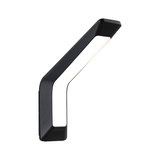 Black LED wall light with modern design and white illumination for indoor and outdoor use.