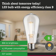 Clear LED bulb with warm white light and 3-step dimming for energy-efficient lighting solutions