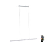 Moderne LED-Pendelleuchte aus gebürstetem Aluminium mit Fernbedienung und RGB-Farbsteuerung