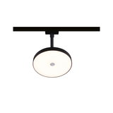 Rund LED-loftlampe med sort metalramme og hvid diffusor til moderne indendørs belysning