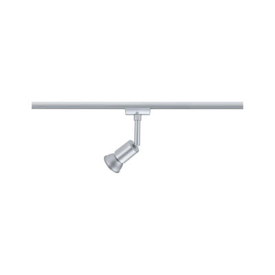 Silver metal LED spotlight on track system for flexible room lighting solutions