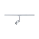 Spot LED en métal argenté sur rail pour un éclairage d’intérieur flexible