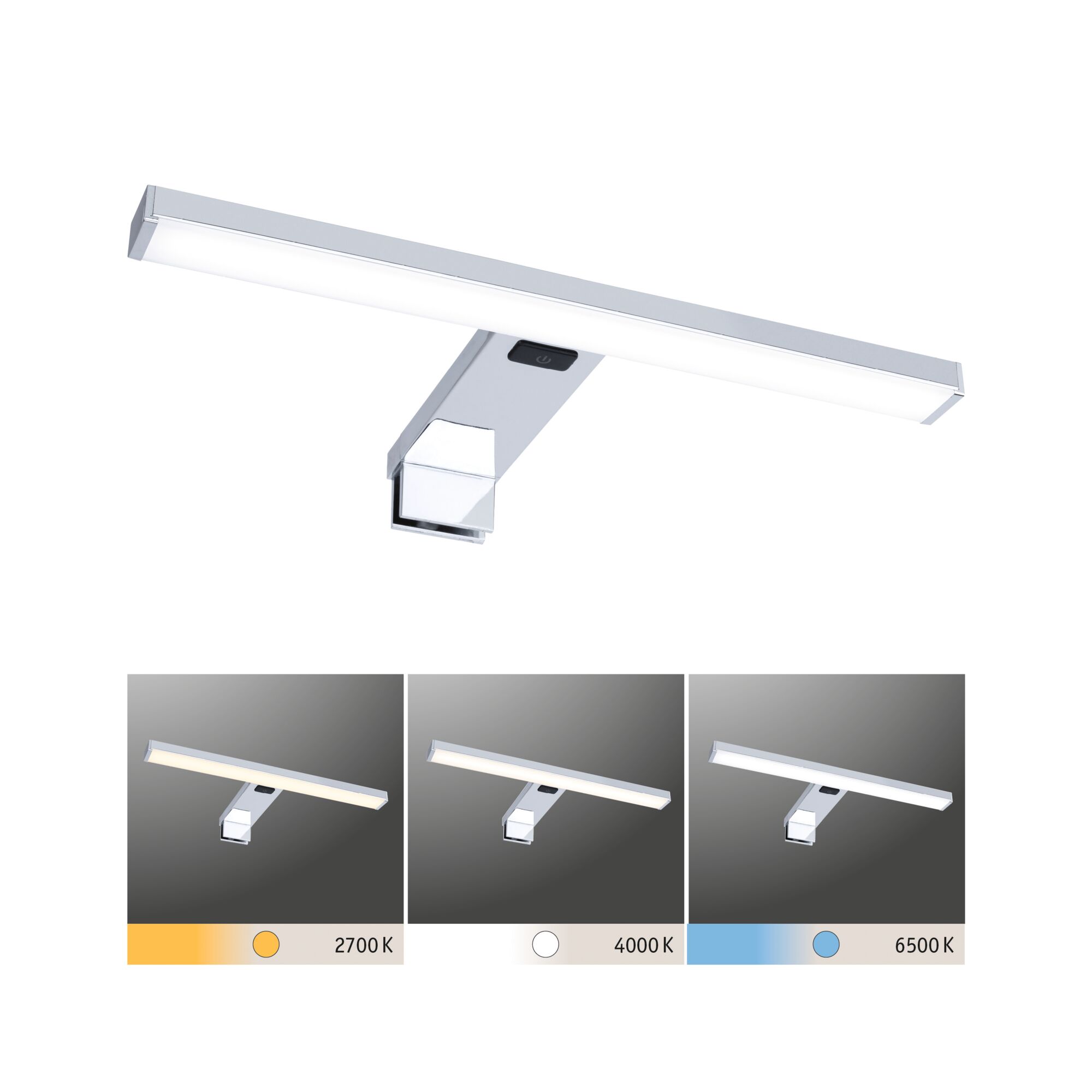 Applique murale LED moderne en chrome avec température de couleur réglable de 2700K à 6500K