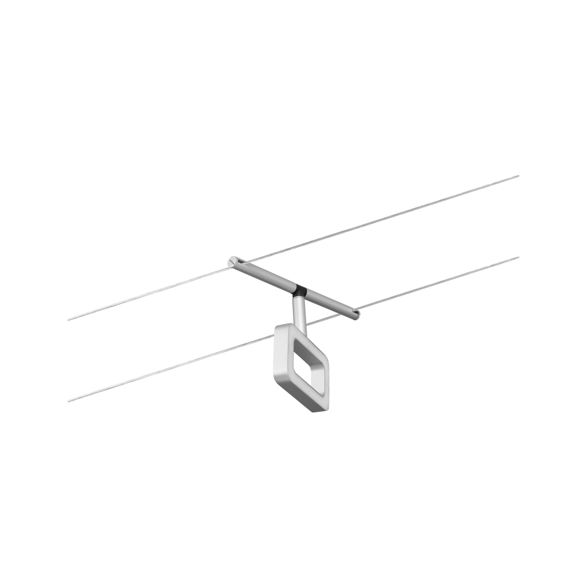 Lumière carrée moderne sur câble en métal argenté pour systèmes d'éclairage flexibles