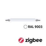 White aluminum LED linear light with metal mounts, compatible with Zigbee smart home system.