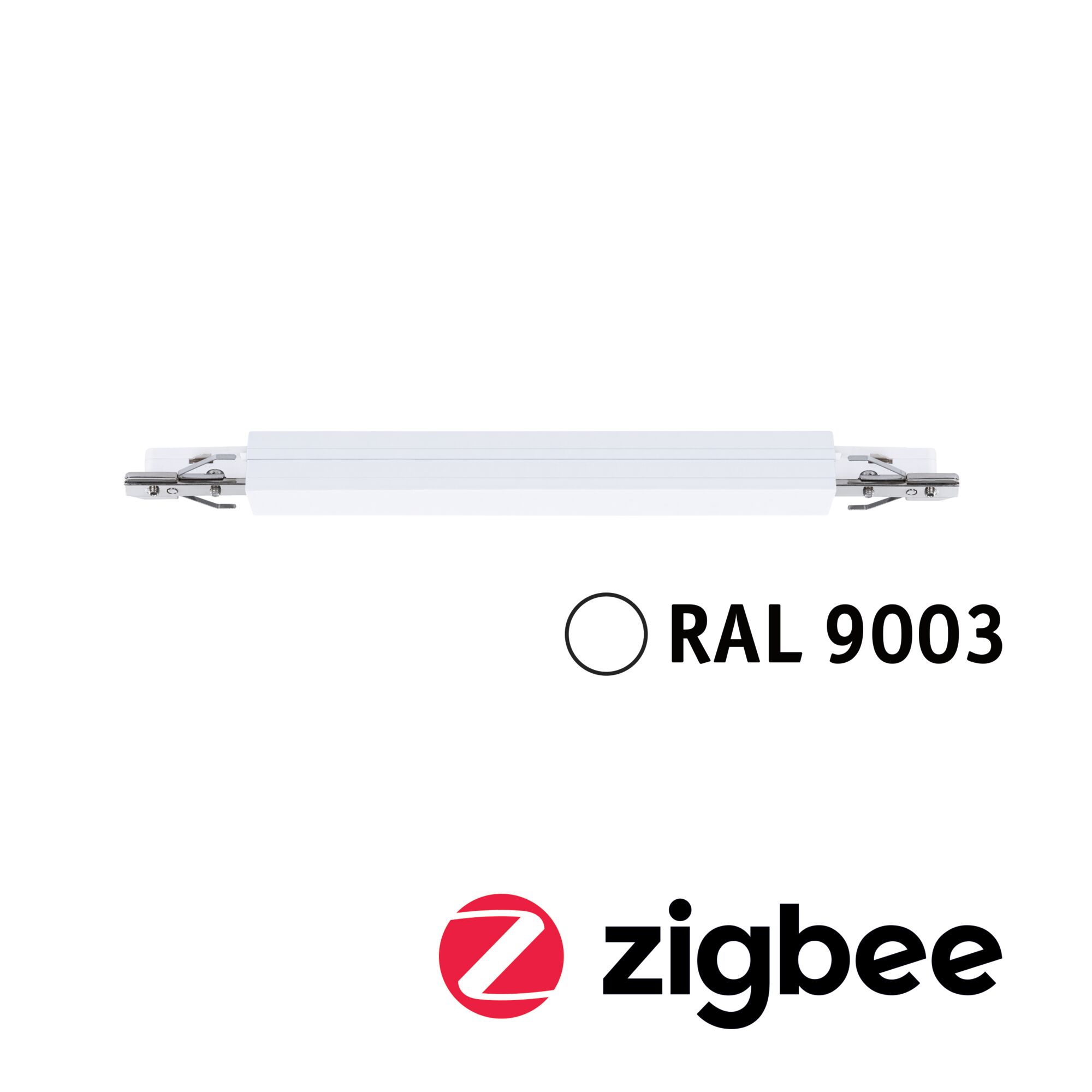 URail Rail adapter Zigbee 3.0 Dimm/Switch 240x21mm max. 50W Signal white White aluminum LED linear light with metal mounts, compatible with Zigbee smart home system.