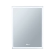 Miroir LED carré avec cadre blanc et panneau tactile pour éclairage de salle de bain