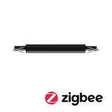 Black aluminum connector with metal clips for modular Zigbee lighting systems