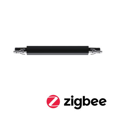 Black aluminum connector with metal clips for modular Zigbee lighting systems